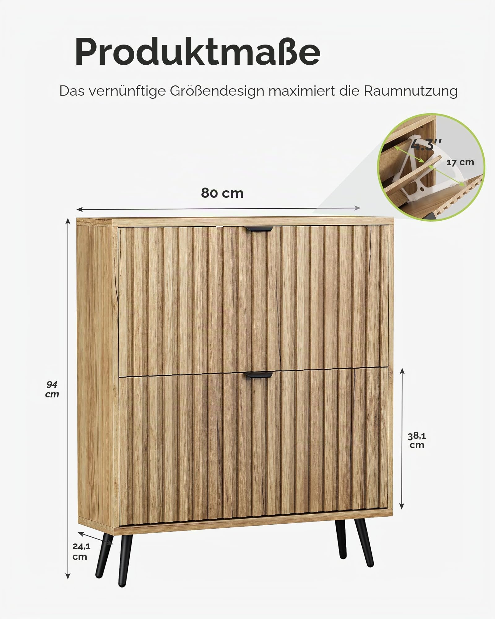 Schuhschrank, geriffelter Schuhschrank für den Eingangsbereich, versteckter Schuhschrank mit Metallbeinen, Schuh-Organizer mit Klapptüren, schmaler Eingangsbereich, Schuhaufbewahrungsschrank
