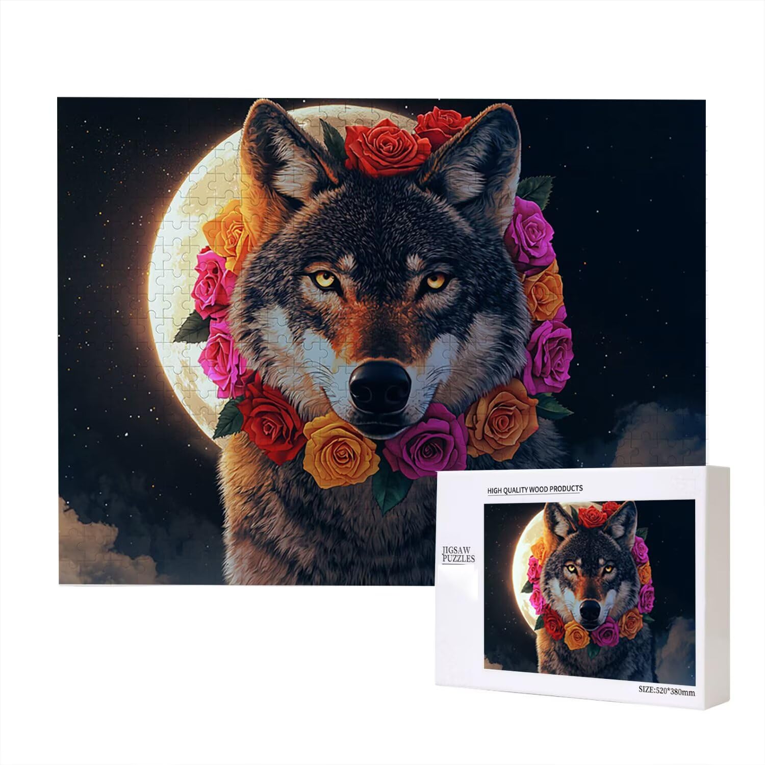 Jigsaw Puzzle, 5000 Pezzi Puzzle Classici, Lupo Puzzle Rilassamento Intelligence, Mpossibile Difficile Puzzle Impegnativo per Adulti Puzzle Gioco Familiare, Regalo per Amore Amico Luna fr0-513