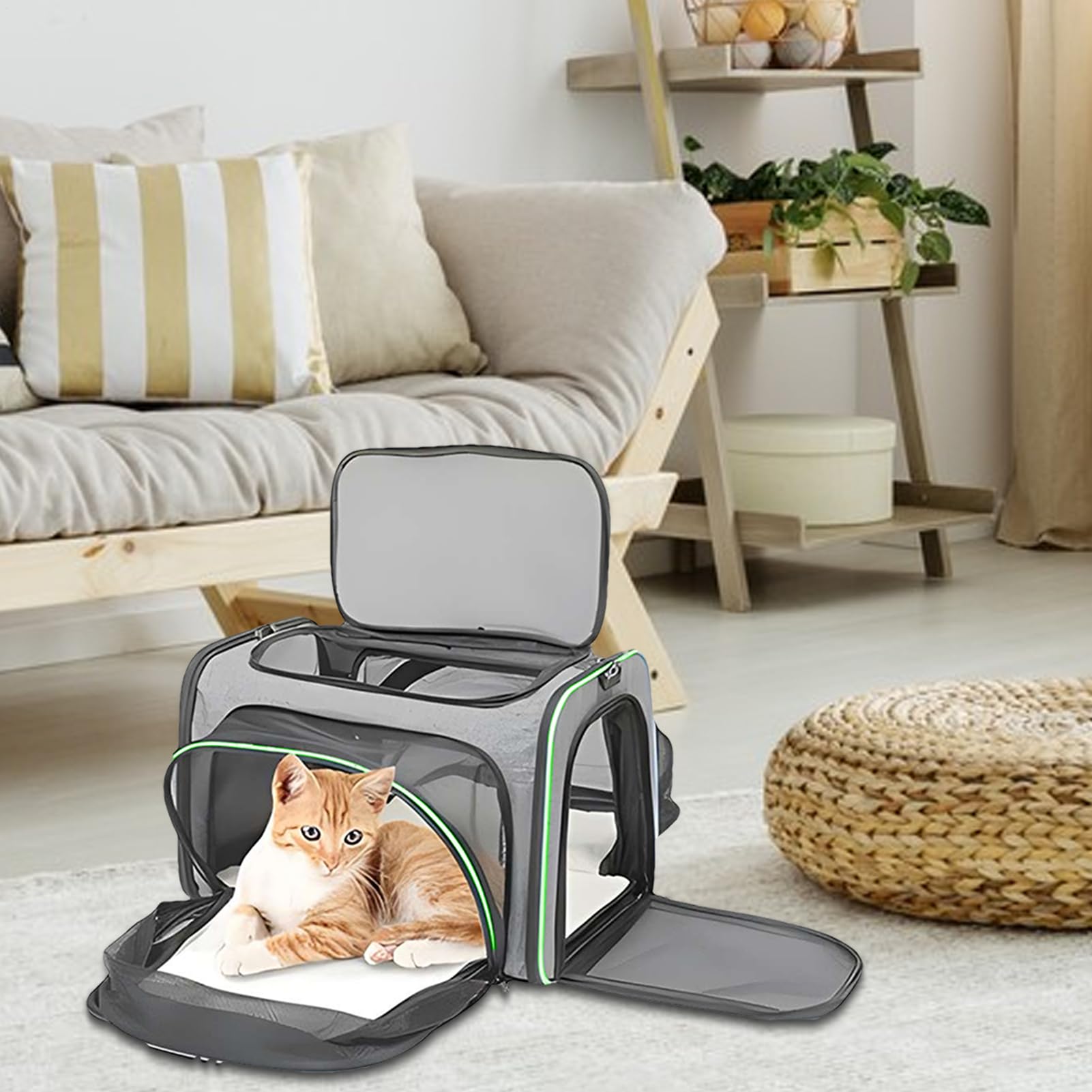 Bolsa de Viaje para Perros | Bolsa de Transporte Plegable de Malla para | mascotas, portátil para ciclismo, coche, viajes, bolsa de gato transpirable para acampar, senderismo