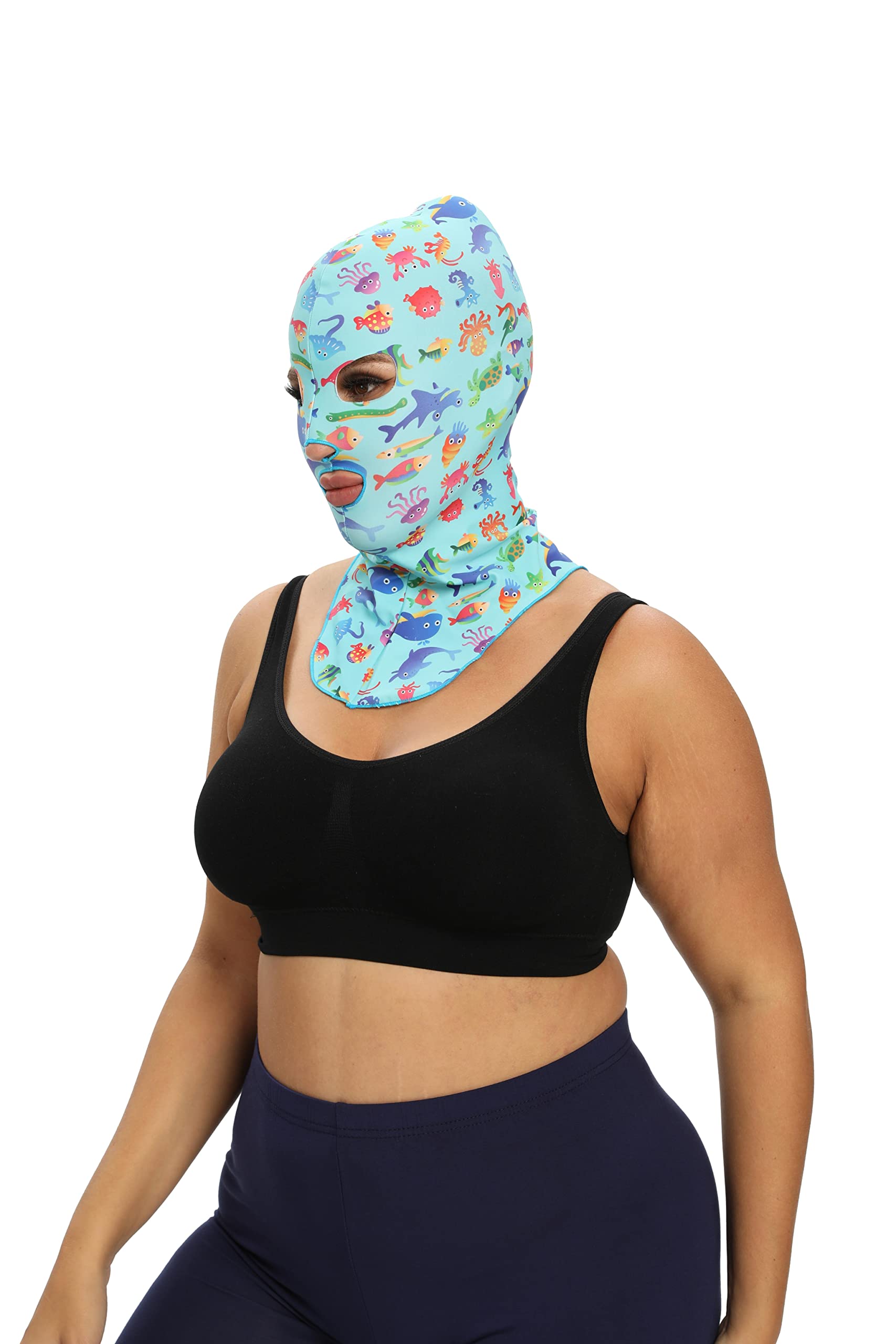 Swimming Full Head Sunscreen mask Facekini Face Bikini Sun burn protection for both kids and adults