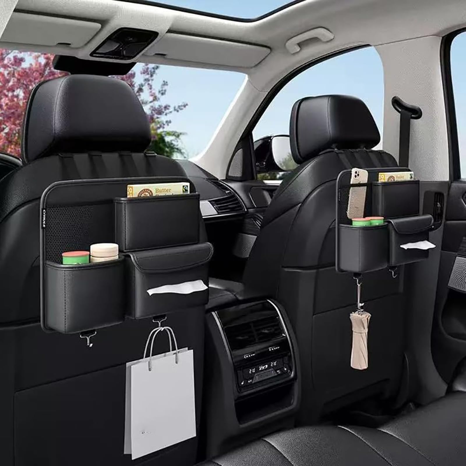 Generico Organizer Sedile Posteriore Auto per Mazda CX-60 2022 2023 2024 2025 2026, Universale Ecopelle Impermeabile Borsa Portaoggetti Multi-Tasca per SUV Berline Familiari