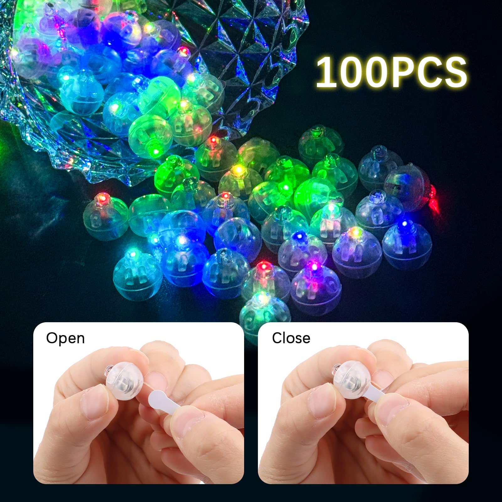 100 Mini Ballons Lumineux LED Multicolores – Pour Fête, Anniversaire, Mariage, Noël, Halloween - 9