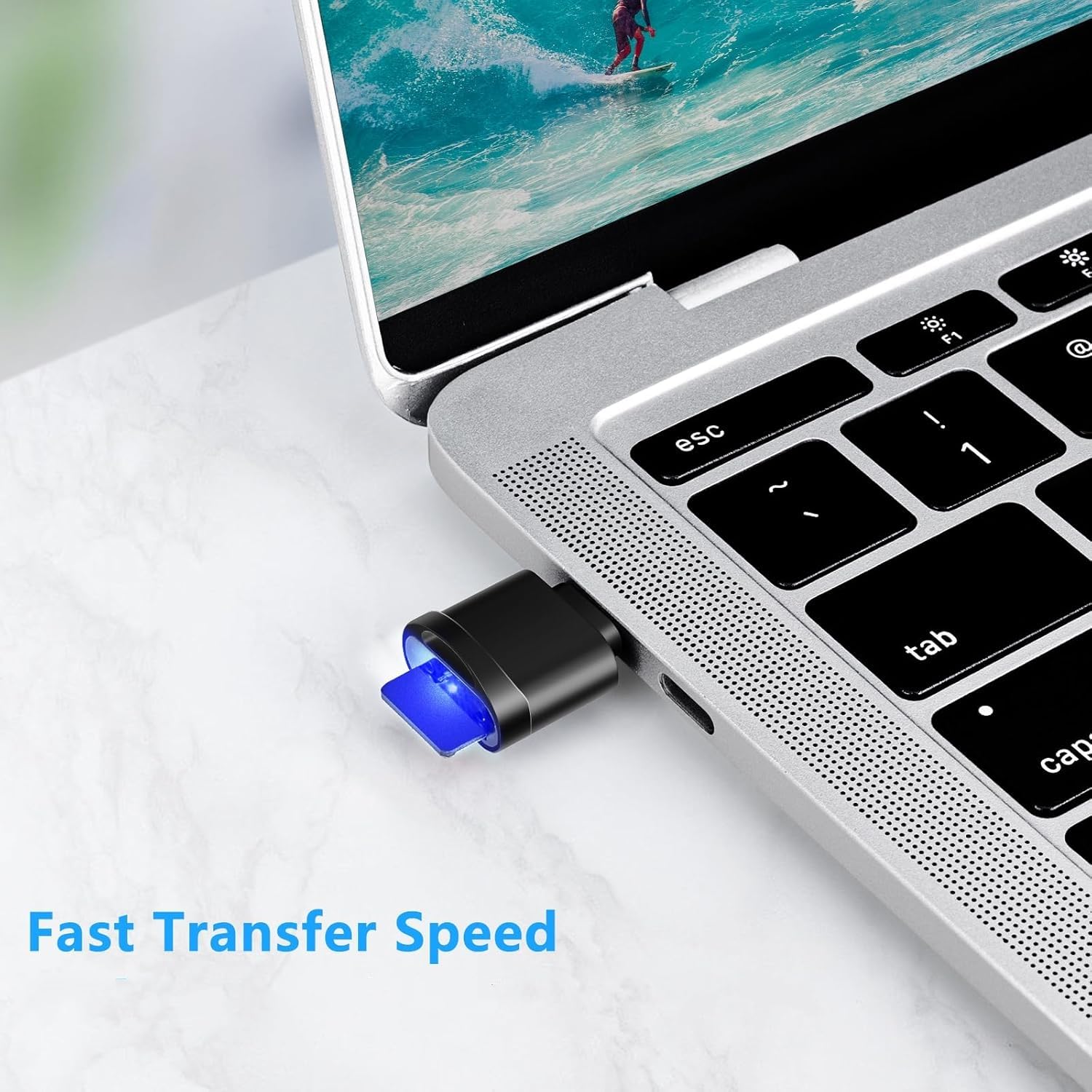 SECUEYE Carte mémoire TF 128 Go avec adaptateur de type C Classe 10 FAT32 haute vitesse de lecture/écriture 24h/24 et 7j/7 pour caméra de sécurité Dash Cam et plus (128 Go + lecteur de carte)