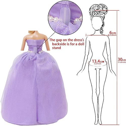 Miniatura 5 de BJDBUS 5 piezas de vestido de novia hecho a mano vestido de fiesta para niña de 11.5 pulgadas muñeca accesorios de ropa al azar conjunto de ropa