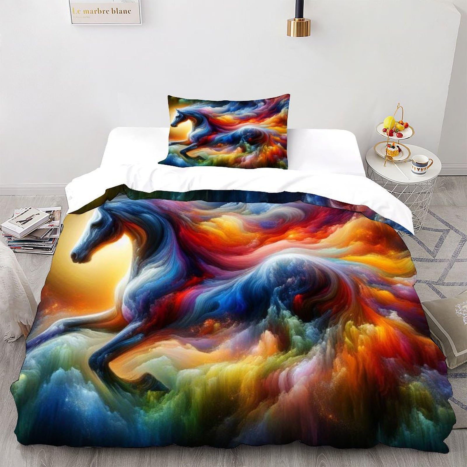 Housse de couette cheval colorée pour illuminer la chambre enfant