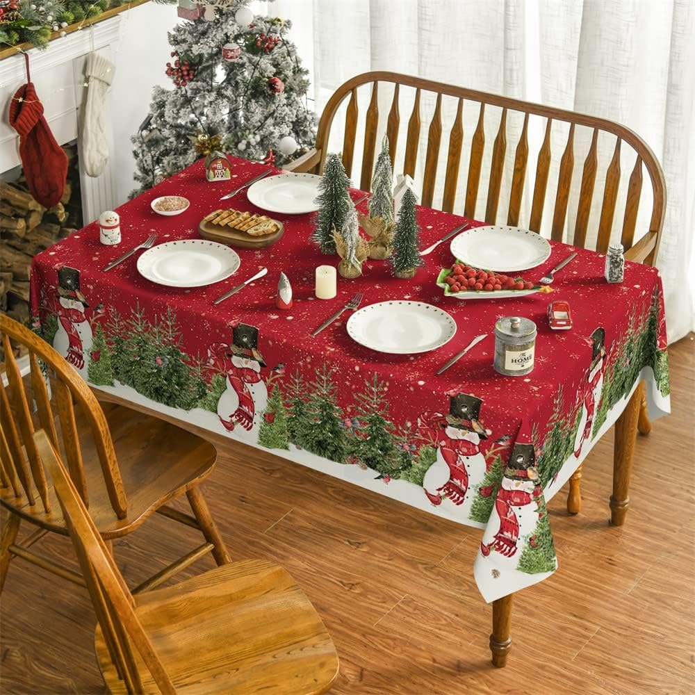 HoralDaily Christmas Tablecloth 60x120 Inch Rectangle,Snowman Xmas