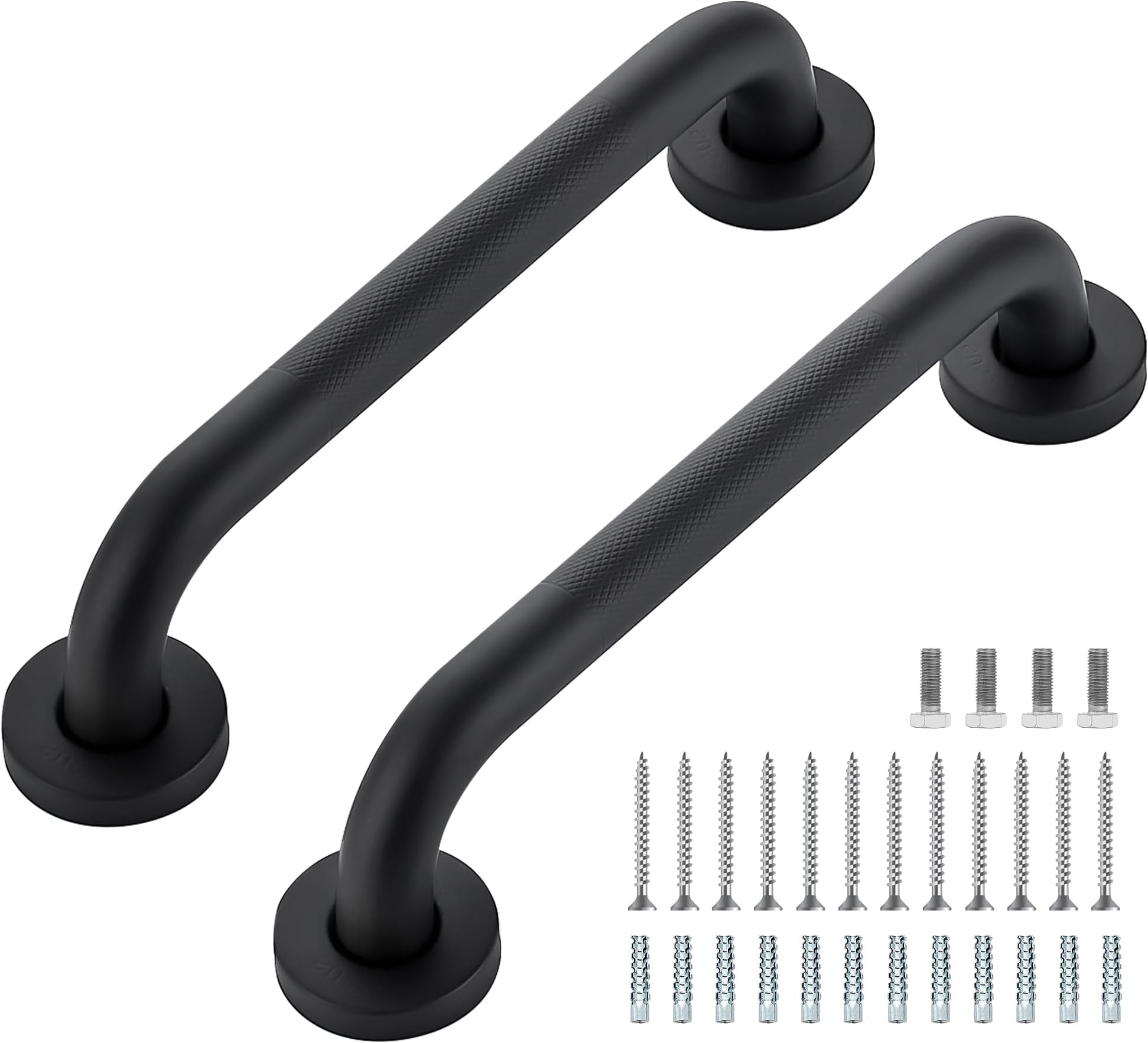 Grab Bars for Shower, 2 Pack 12-Inch Anti Slip Shower Handles for Elderly, Safety Shower Grab Bar, Stainless Steel Handicap Grab Bars for Bathroom (Black 1" Diameter)