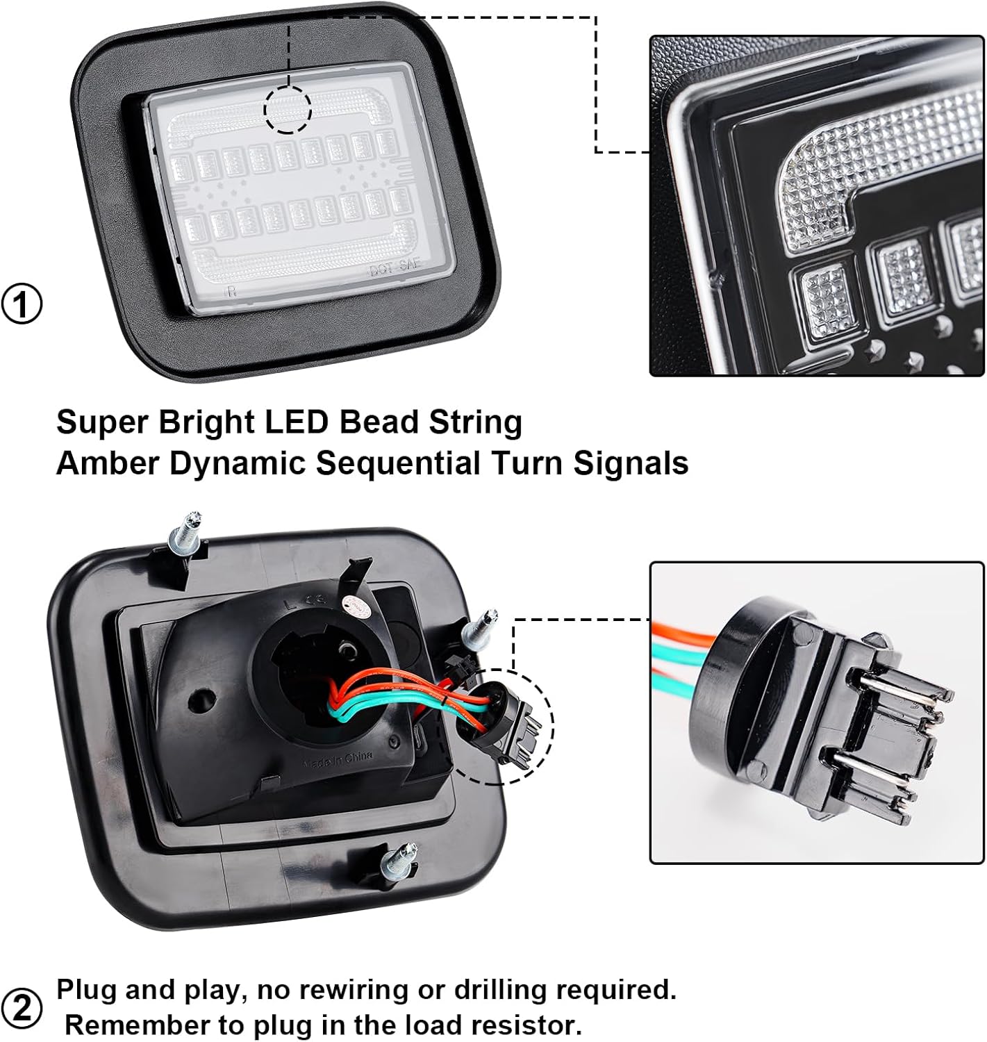 Front Turn Signal Corner Marker Lights Compatible with H2 2003-2009 Yellow Dynmaic Sequential Blink LED as Turn Signal Lights,White as Daytime Running Lights (Clear Lens)