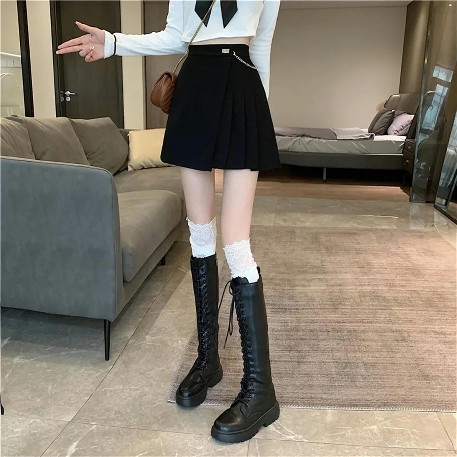 Skirt Narciarki z wysokim stanem damskie Styleall-Match Ladies A-Line szorty z rozcięciem
