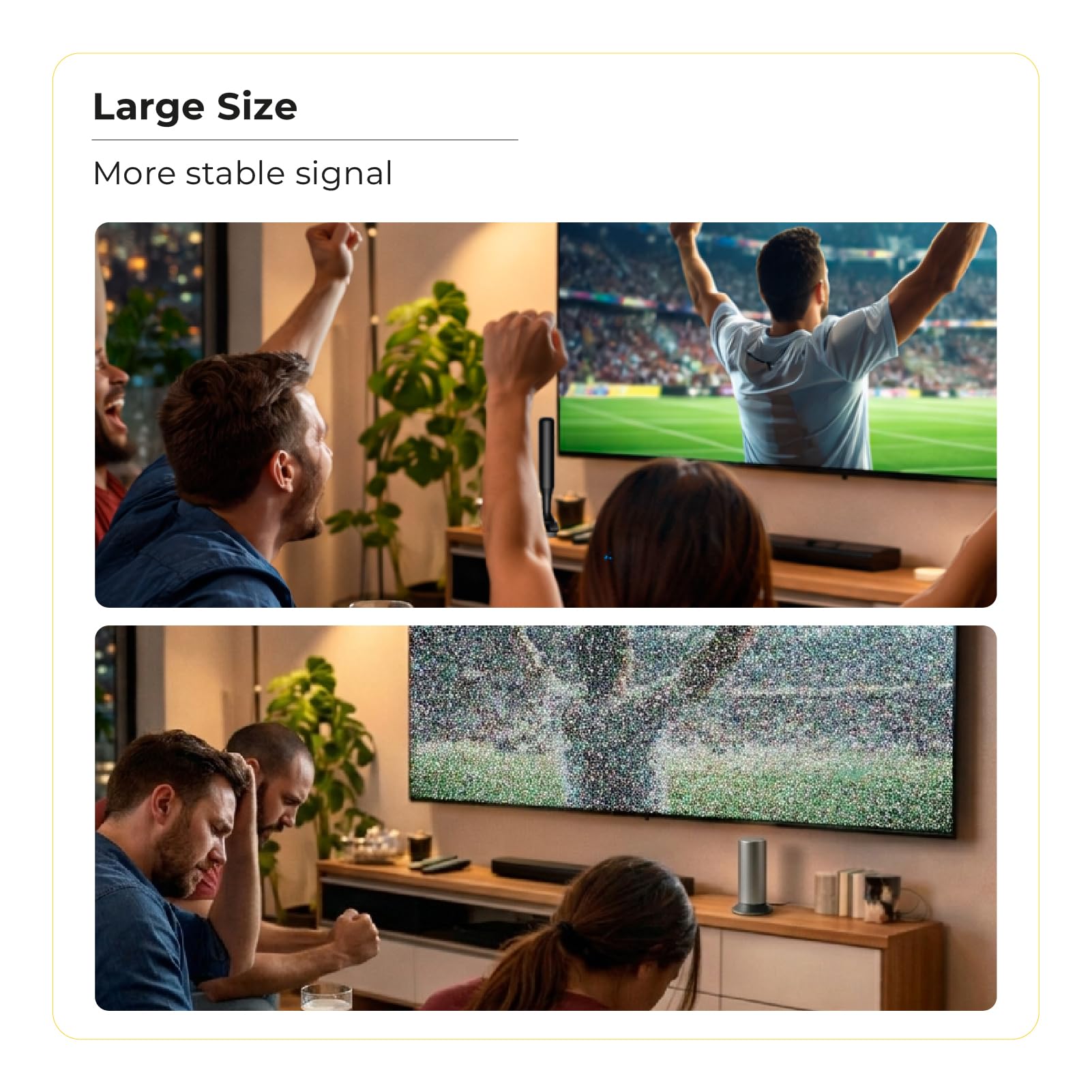 Key4less Antenne TV d'intérieur pour Smart TV - Antenne HDTV numérique avec base magnétique, amplificateur de signal amplifié, réception longue portée à 360° pour les chaînes locales, prend en charge