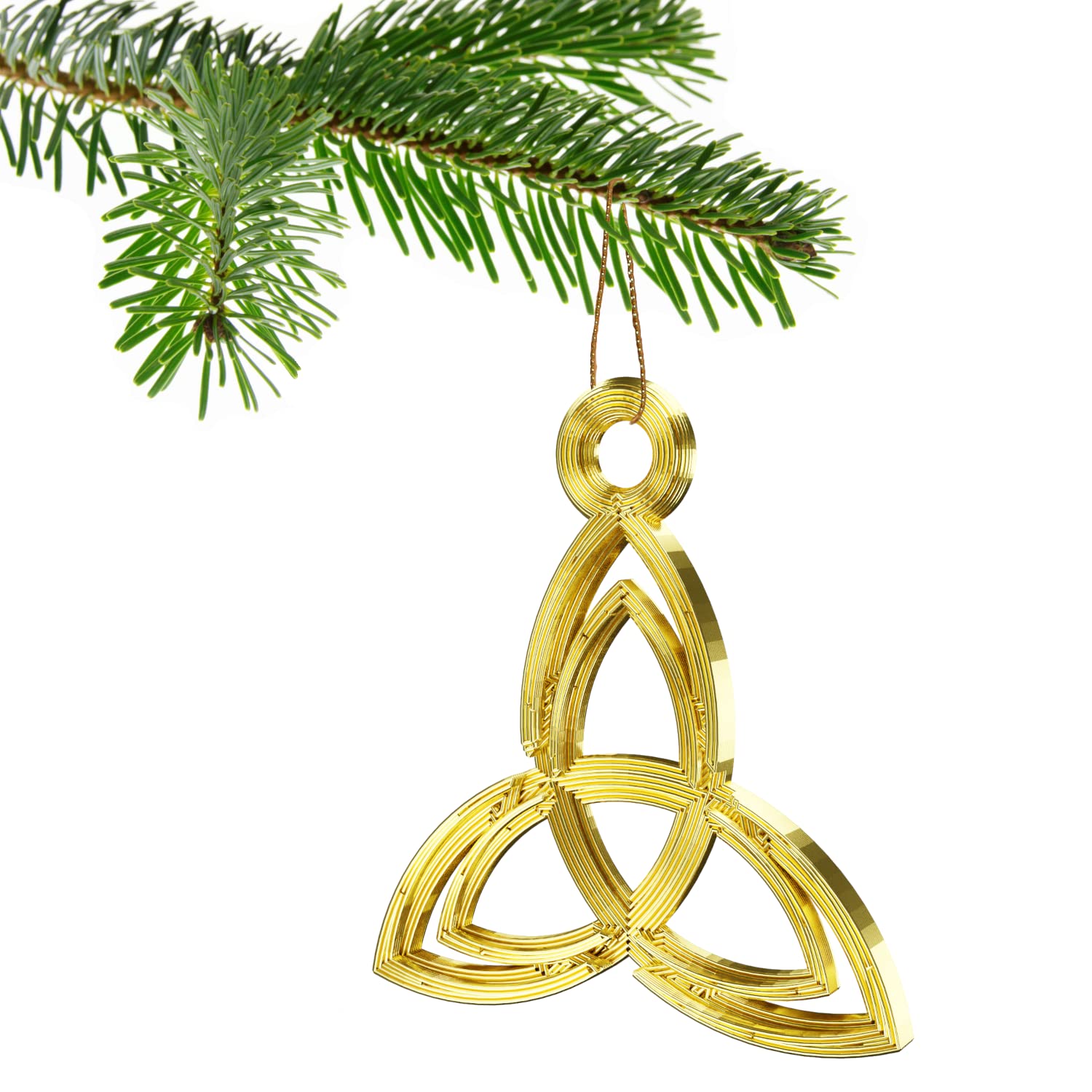 3D Cabin Gold Trinity Knot Christmas Tree Bauble Decoration Ornament For Christmas Xmas Noel (Gold)
