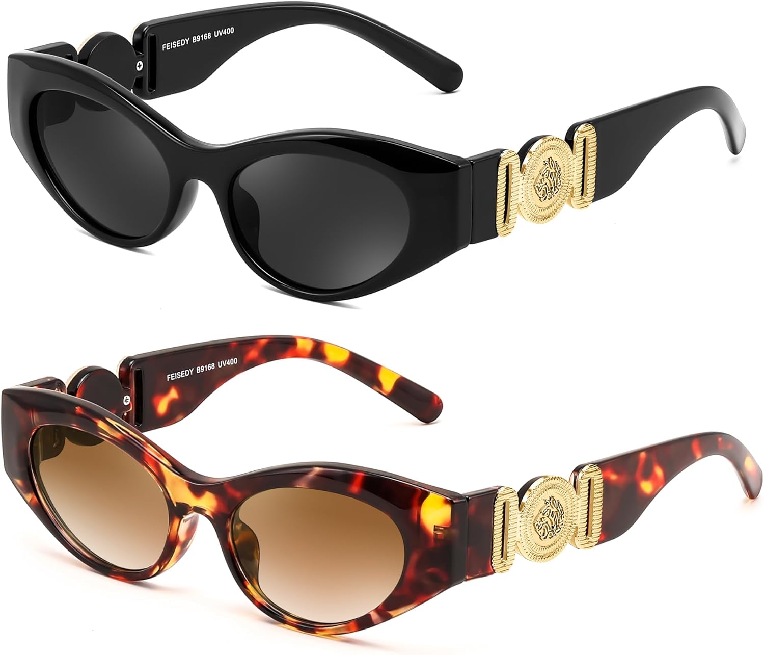 FEISEDY Retro Cat Eye Sunglasses for Women Men, Cute Small Frame 90’s Vintage Glasses Y2k Narrow Thick Style Shades B9168