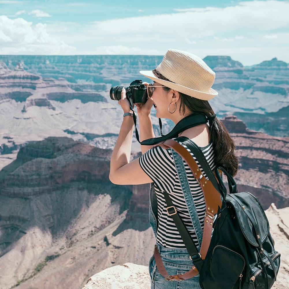 Podwójny pasek do aparatu skórzany regulowany pasek na ramię dla fotografów pasek podwójne paski do aparatu
