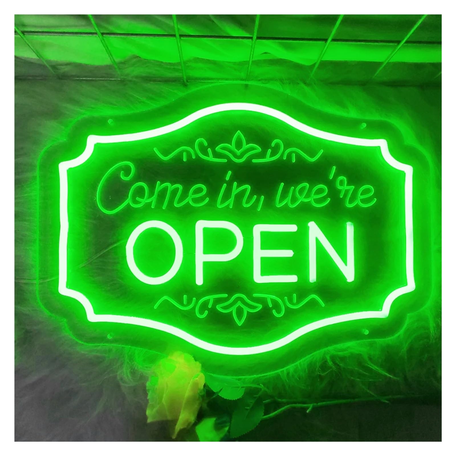 Signs Lamp Come in, We're Open Neon Sign Letter Light Dimmable USB Powered for Bar Retail Store Pub Shop Wall Decor 30cmx22cm(Green)