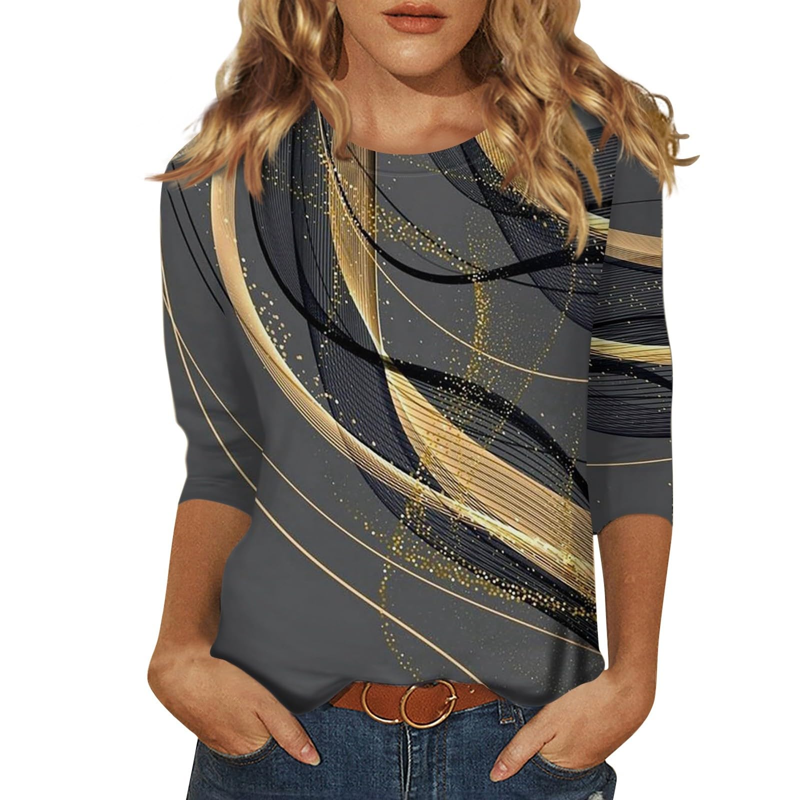 Halloween Costumes Woman 2025 3/4 Sleeve Dressy Casual Tops Halloween Graphic T Shirts Crewneck Summer Fall Fahion