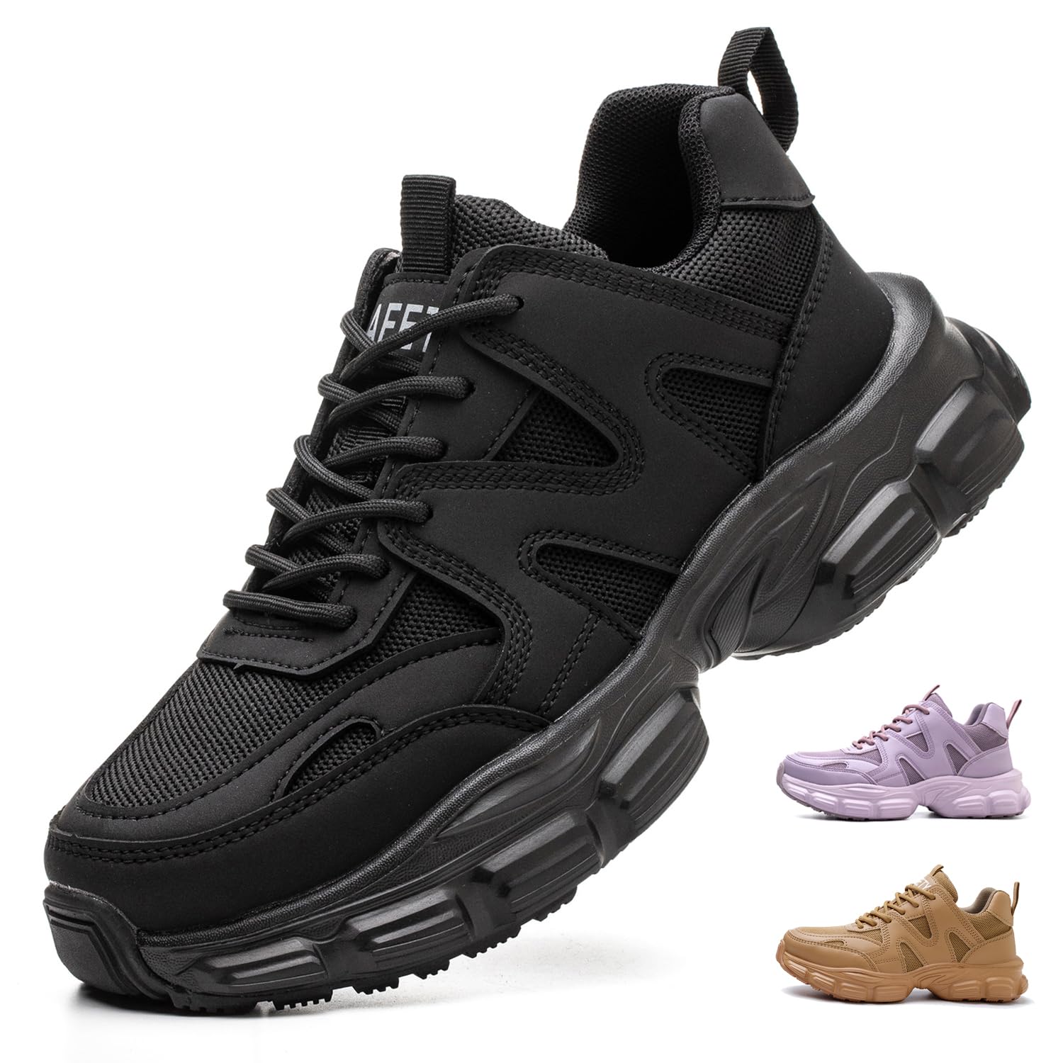 COOU Zapatos de Seguridad para Mujer Ligeros Comodos Zapatillas de Trabajo con Punta de Acero Antideslizantes Calzado de Seguridad Deportivo