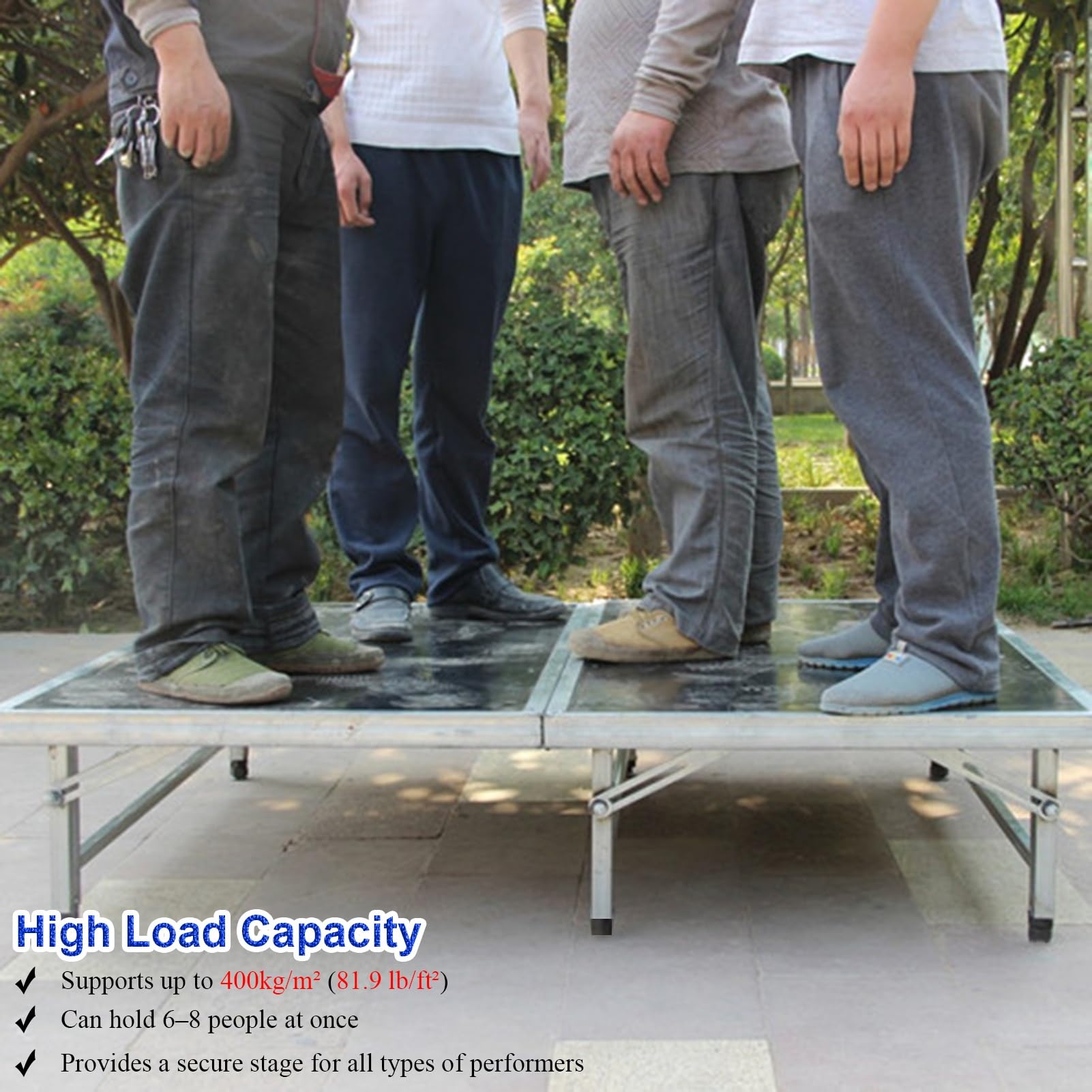 Estrade Plateforme de Scène Pliable et Portable avec Pieds Antidérapants, Scène Modulaire à Hauteur Réglable, Support en Fer Galvanisé + Panneau Composite(H30cm/11 3/4",100x128CM(39 3/8X50 3/8"))