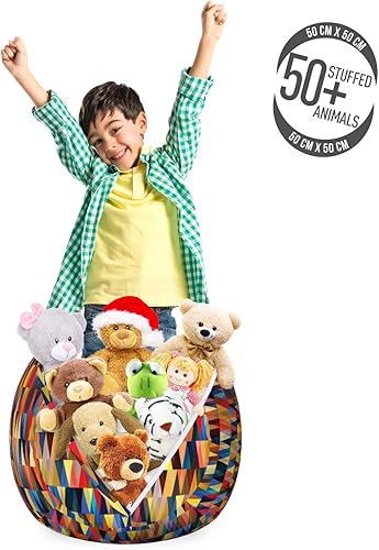 Miniatura 271 de Lunarable Silla de almacenamiento para adolescentes, coloridos patines de estilo retro, para actividades juveniles, para niñas y niños, divertido