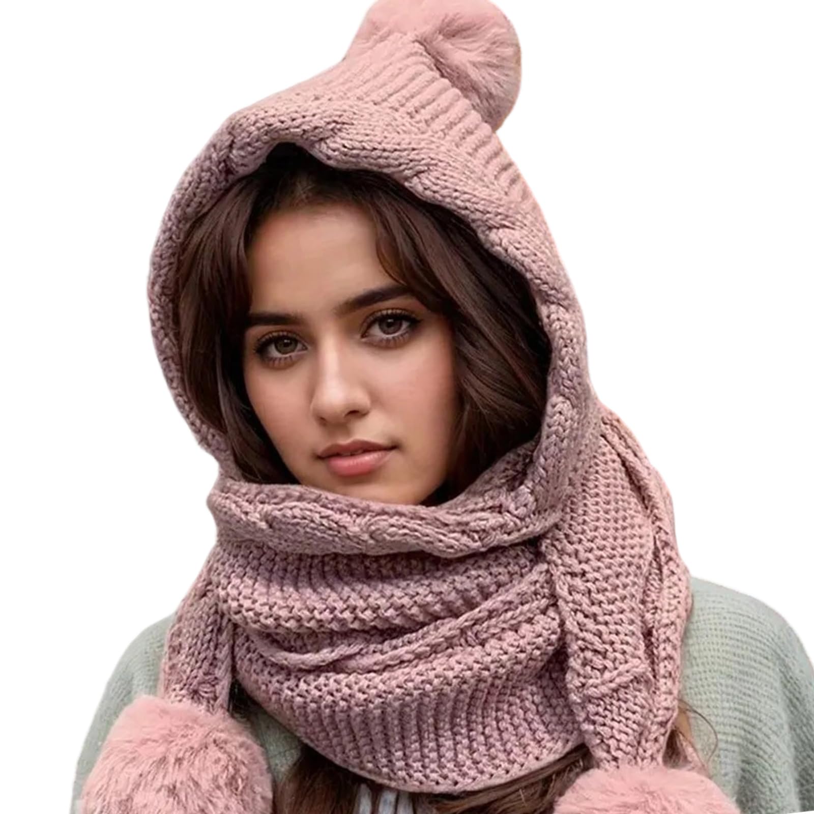 YUXITA Winter Knitted Headwear Polyester Warm Hat Knit Scarf Combo for Biking Skiing And Outdoor Sports Warm Ushanka