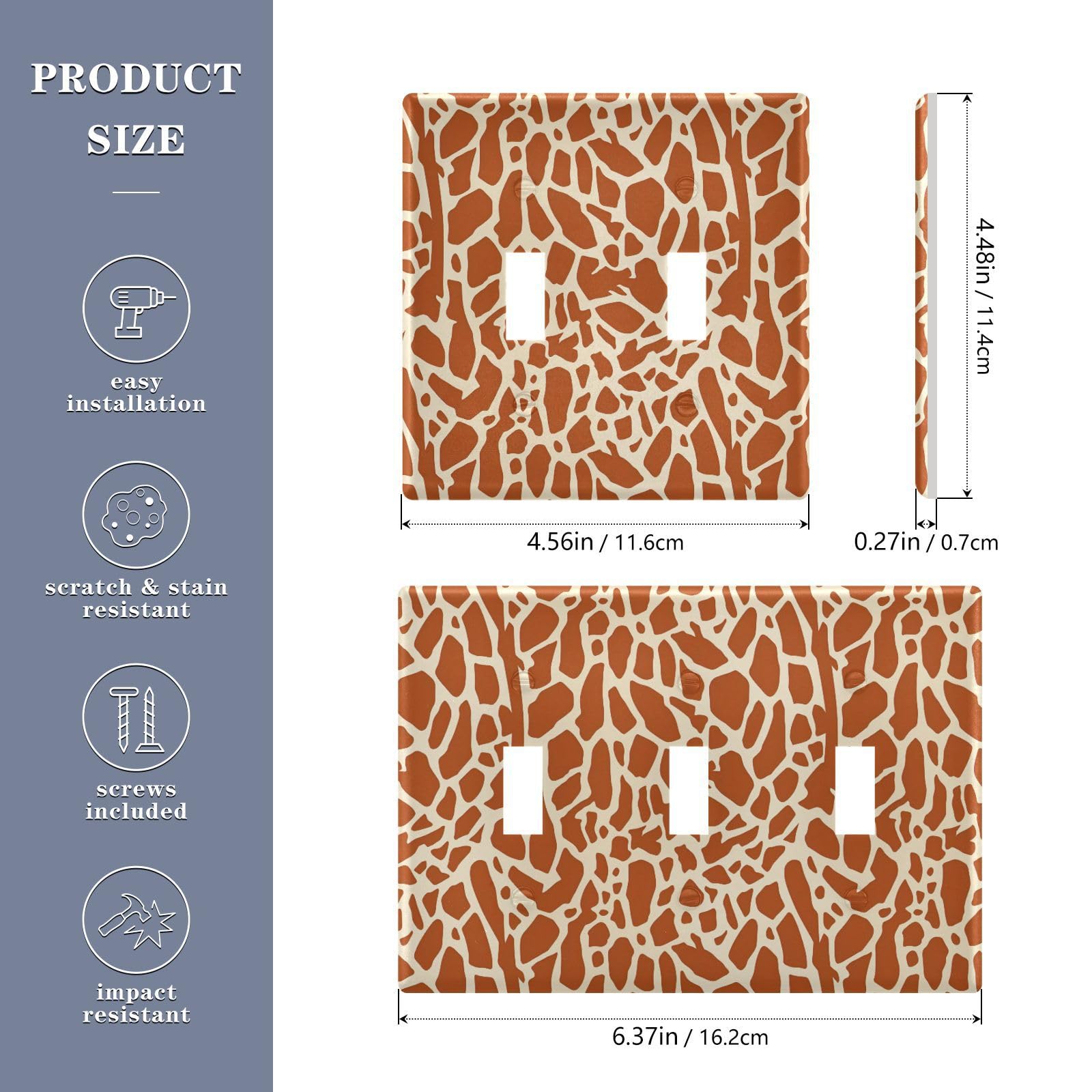 Light Switch Cover Giraffe Print Wall Plates for Electrical Outlets 3 Gang 202a8481