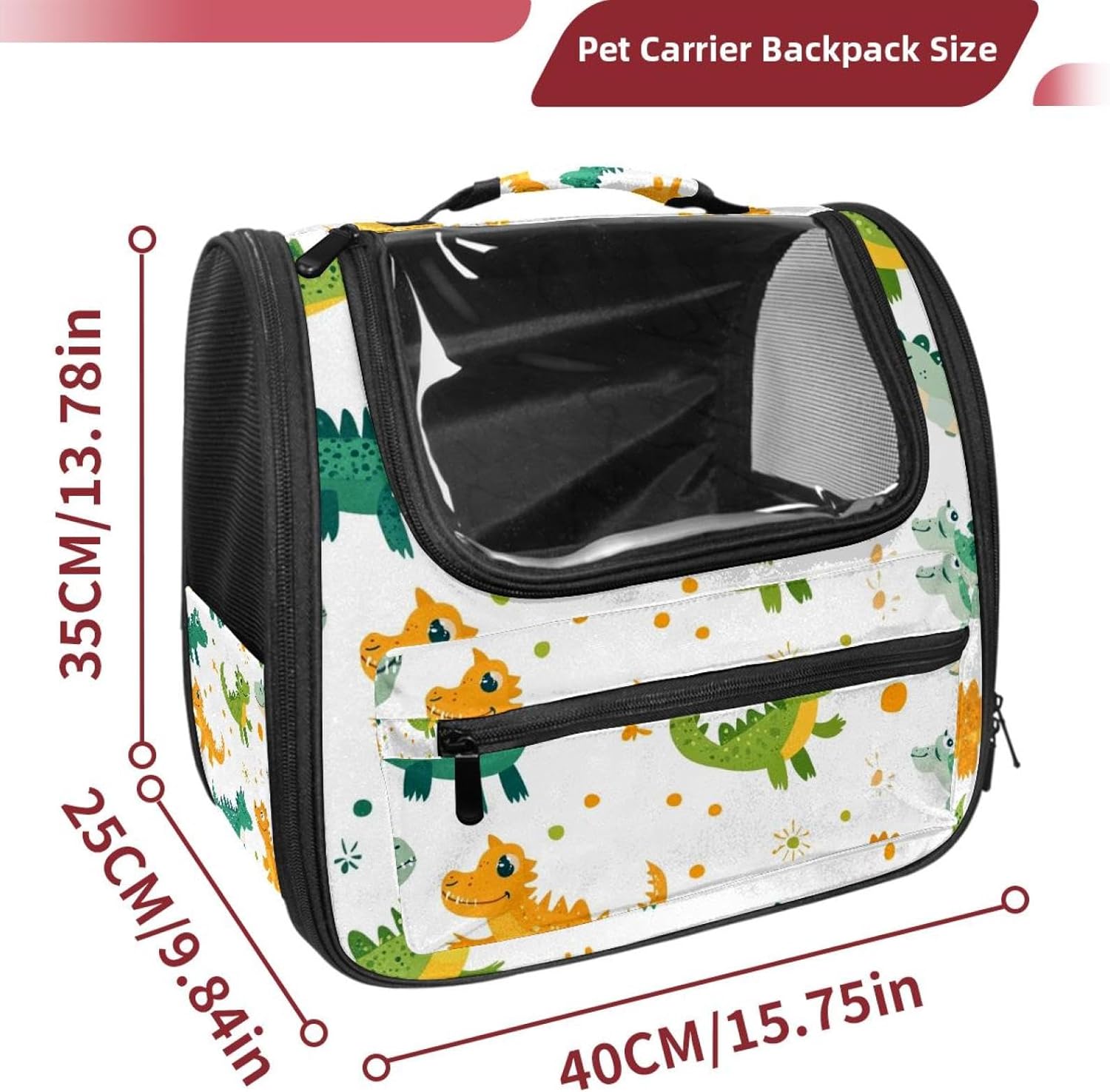 Portable Travel pet Backpack Carrier Hamster Bag Small Dog cat Carrier Breathable Hang Bag, Cute Crocodiles (1)