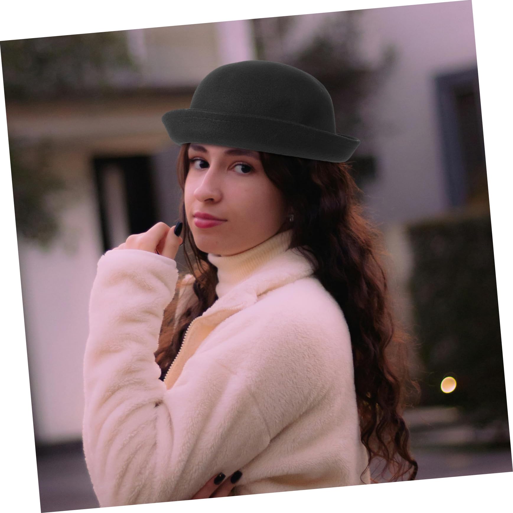 Healeved Cappello Donna in Lana Autunno-Inverno Bordo Arrotolabile e Forma a Cupola per Look Raffinato e Vintage