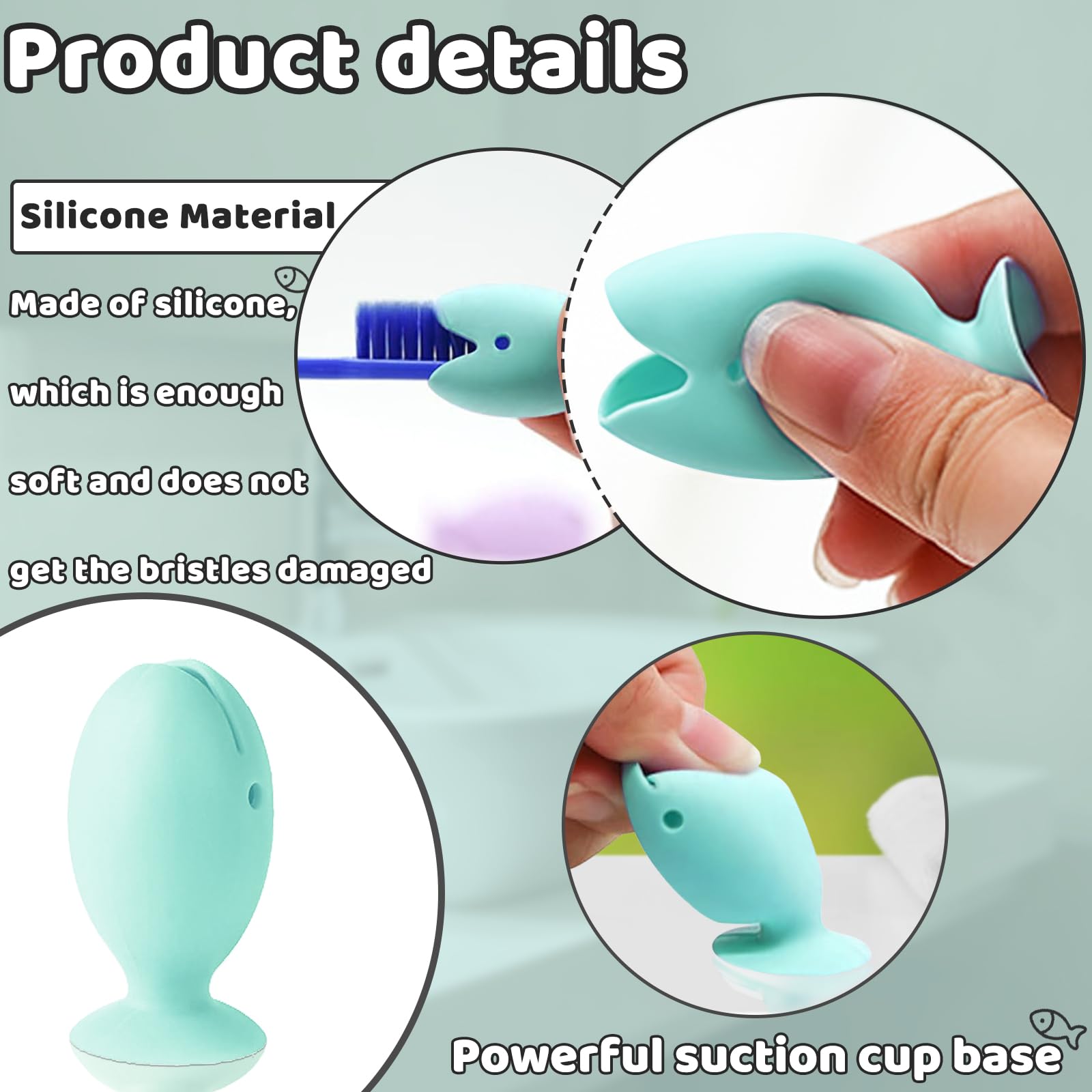 Andiker Toothbrush Head Covers, 6Pcs Cute Fish-Shaped Silicone Travel Toothbrush Head Cover - Image 3