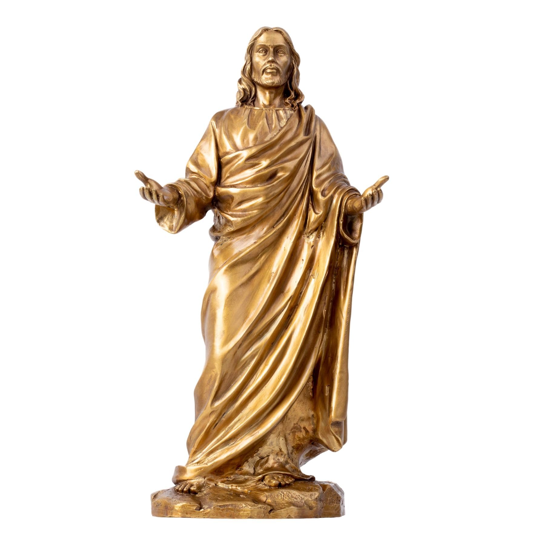 Bronze Jesus Statue, Sacred Christ Sculpture with Open Arms, Handcrafted Figurine for Prayer Rooms & Christian Home Decor, A Symbol of Faith, Hope, and Serenity