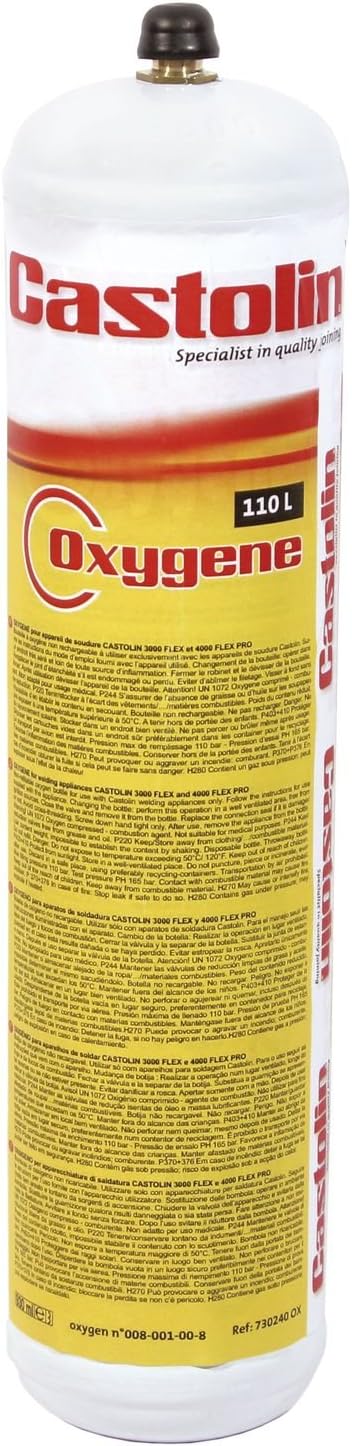 EUTECTIC Flex/Oxy Turbo Set Oxygen Replacement Gas Cylinder Bottle, 110L, 73024 Ox, Suitable for 300 oxygaz Flex