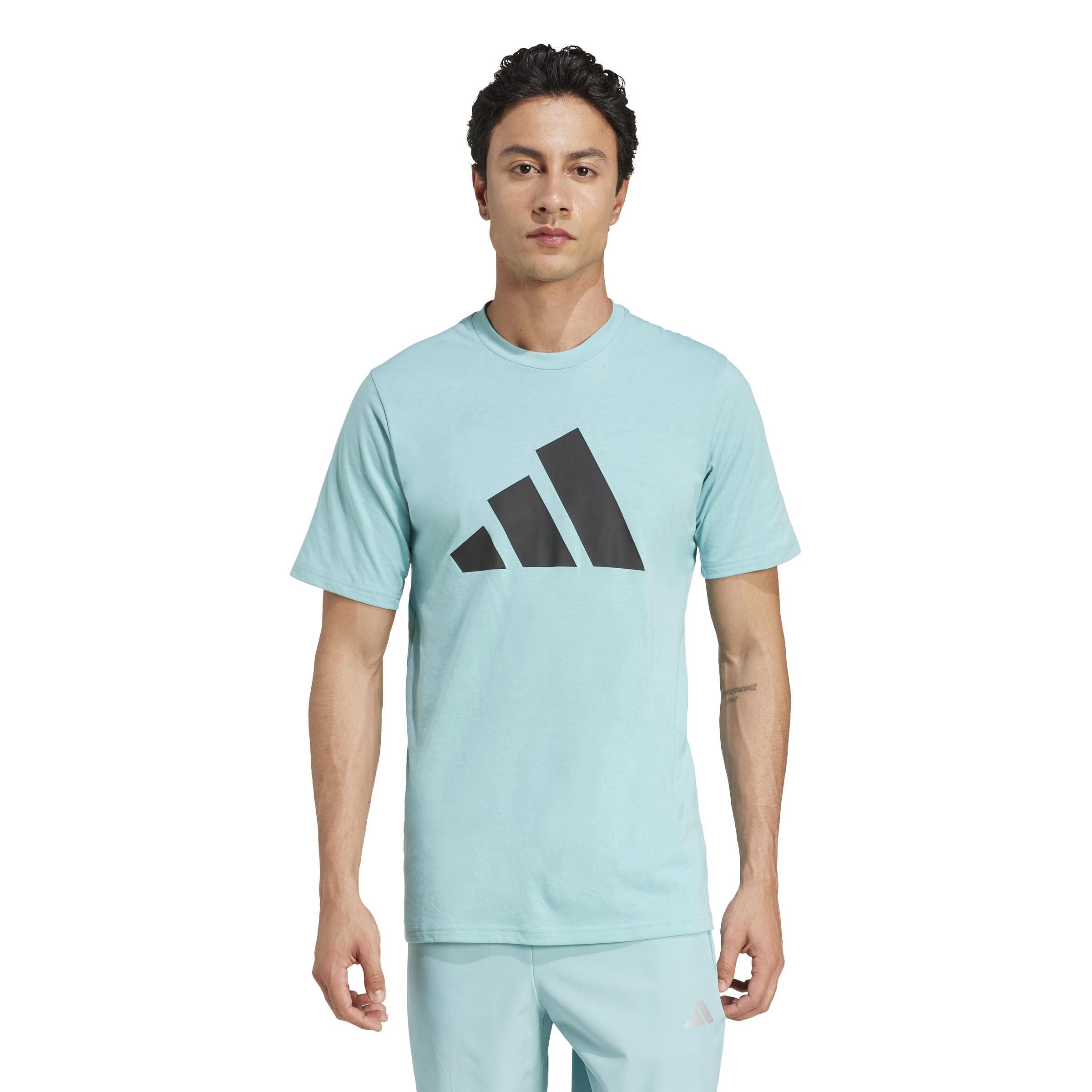 adidas Men's Train Essentials Feelready Logo Training Tee, Mint ton/Black, M