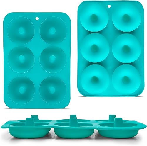 TOVLA JR. Molde de silicona para donas, juego de 2 moldes para donas, sin BPA, molde de silicona de grado alimenticio, antiadherente, apto para