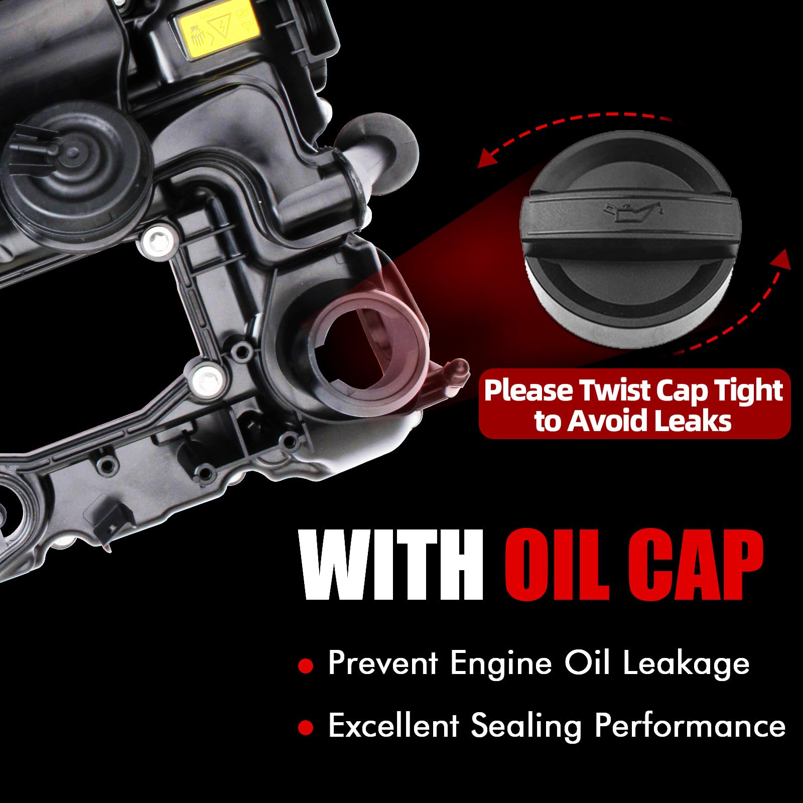 MITZONE Cubierta de válvula de motor N26 con kit de pernos de junta y tapón de aceite para BMW 2012-2016 328i 328i xDrive 228i xDrive 428i 428i xDrive 2.0L reemplazar # 11127633630 N26 SULEV