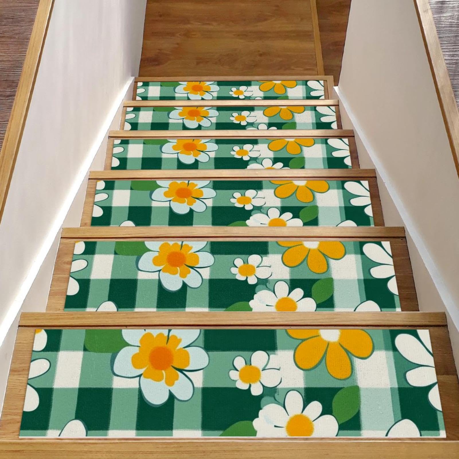Camino de escalera para interiores con estampado floral, seguridad para niños y mascotas