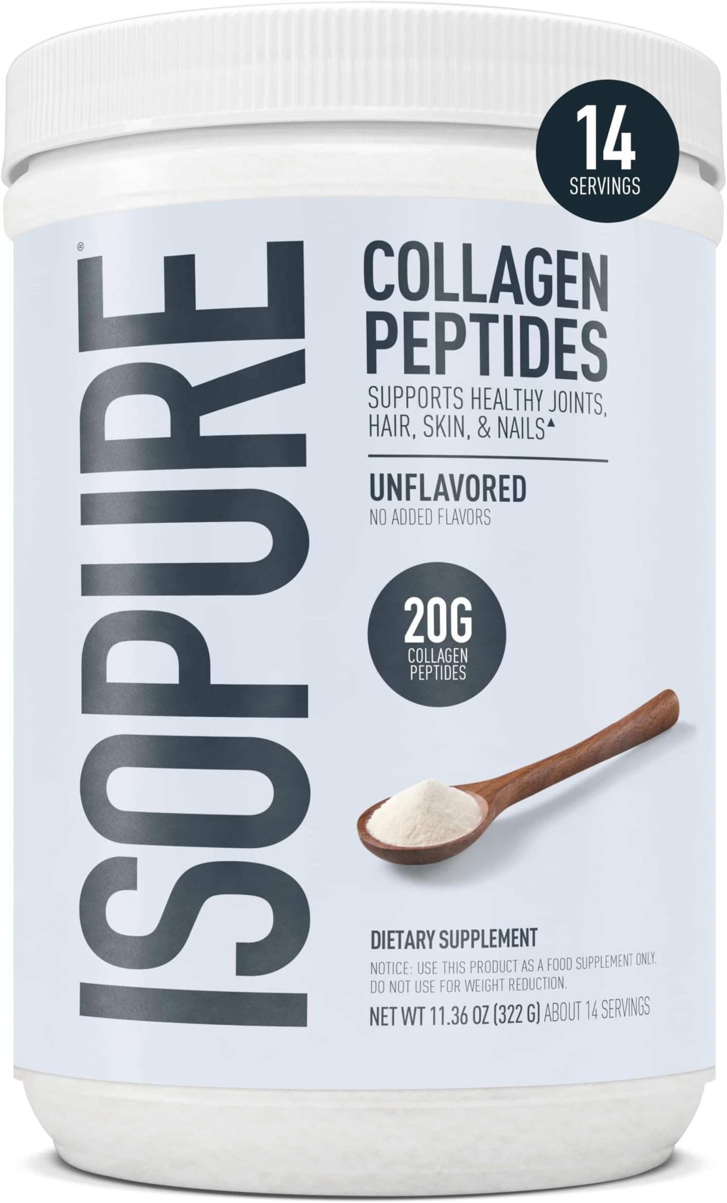 20g Grass-Fed Collagen Peptides with Biotin + Vitamin C – Supports Skin, Hair, Nails & Joint Health – Unflavored, Keto Friendly Collagen Powder, 14 Servings