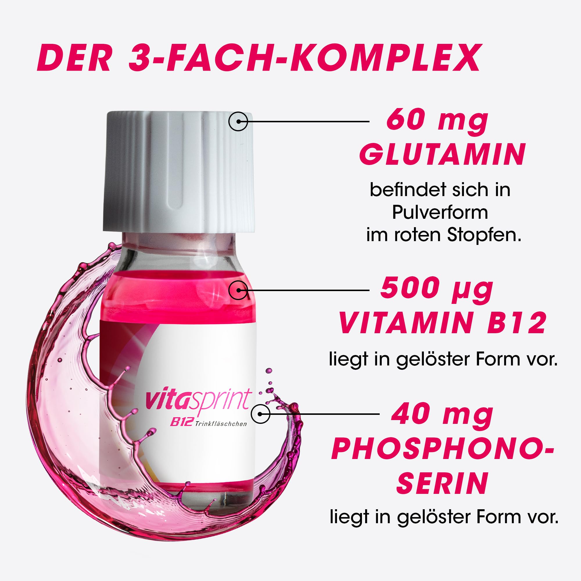 Vitamin B12 – Vitasprint B12 Trinkfläschchen, 2x30 St. – Hochdosiertes Vitamin B12 mit wertvollen Eiweißbausteinen für mehr geistige und körperliche Energie. Bei Müdigkeit und Abgeschlagenheit