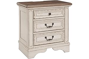 Signature Design By Ashley Realyn French Country 3 Drawer Nightstand with Electrical...