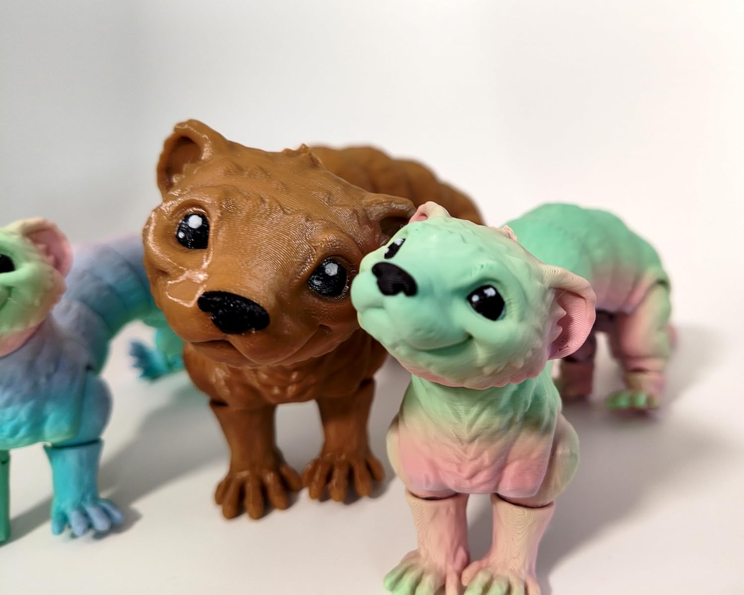 Ferret Fidget Adorable Sensory Toy Desktop Fidget, ADHD Fidget - 3D Printed for Adults and Teens (Large, White (Pink Nose))