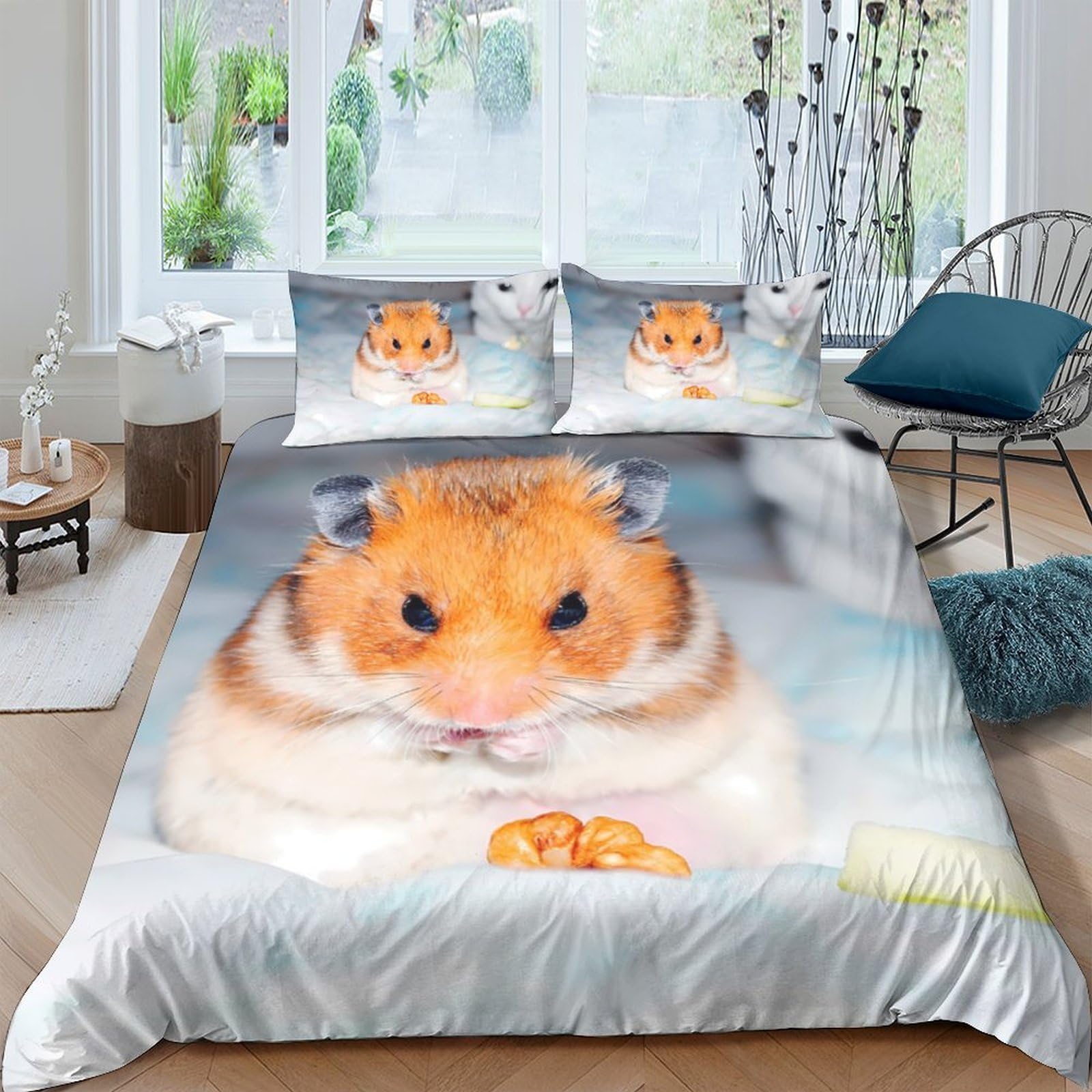 Ctjqhvkz Style-7 3D Printed Cute Hamster Fitted Sheet Microfiber Soft Animal Pattern Mattress Cover For Bedroom Dorm Decor Machine Washable Single（135X200cm）