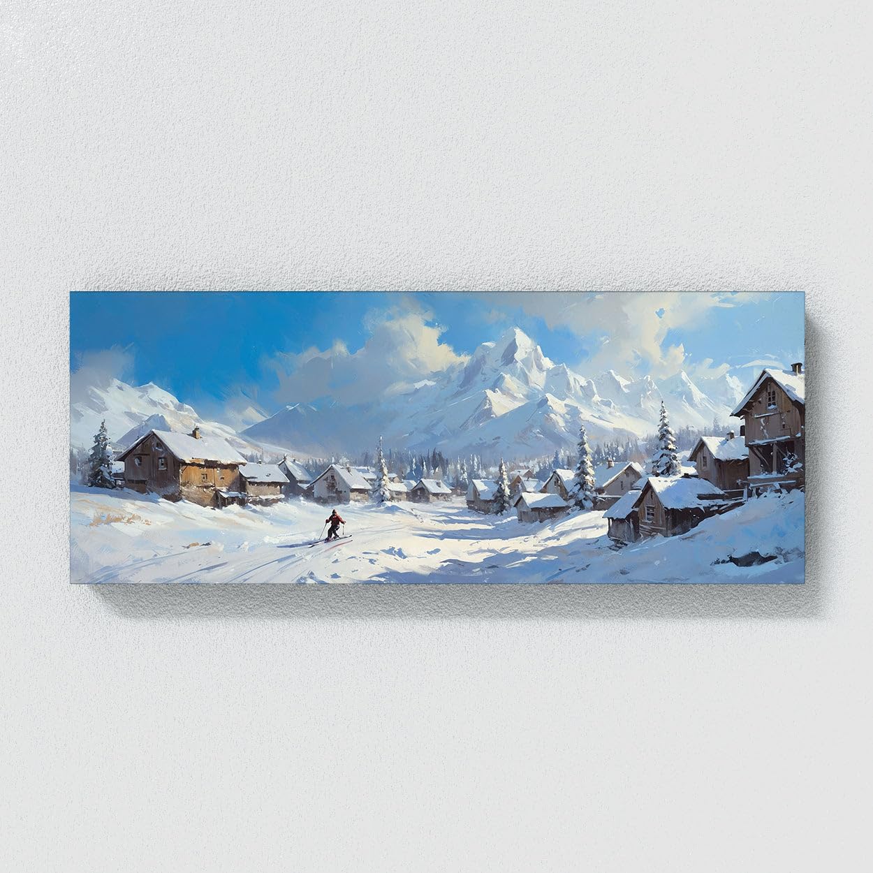 Sense Canvas Skier Alpine 14 Canvas Art – Home Decor Wall Art Stampa Poster Pittura XL 60 x 24 / 3,8 cm