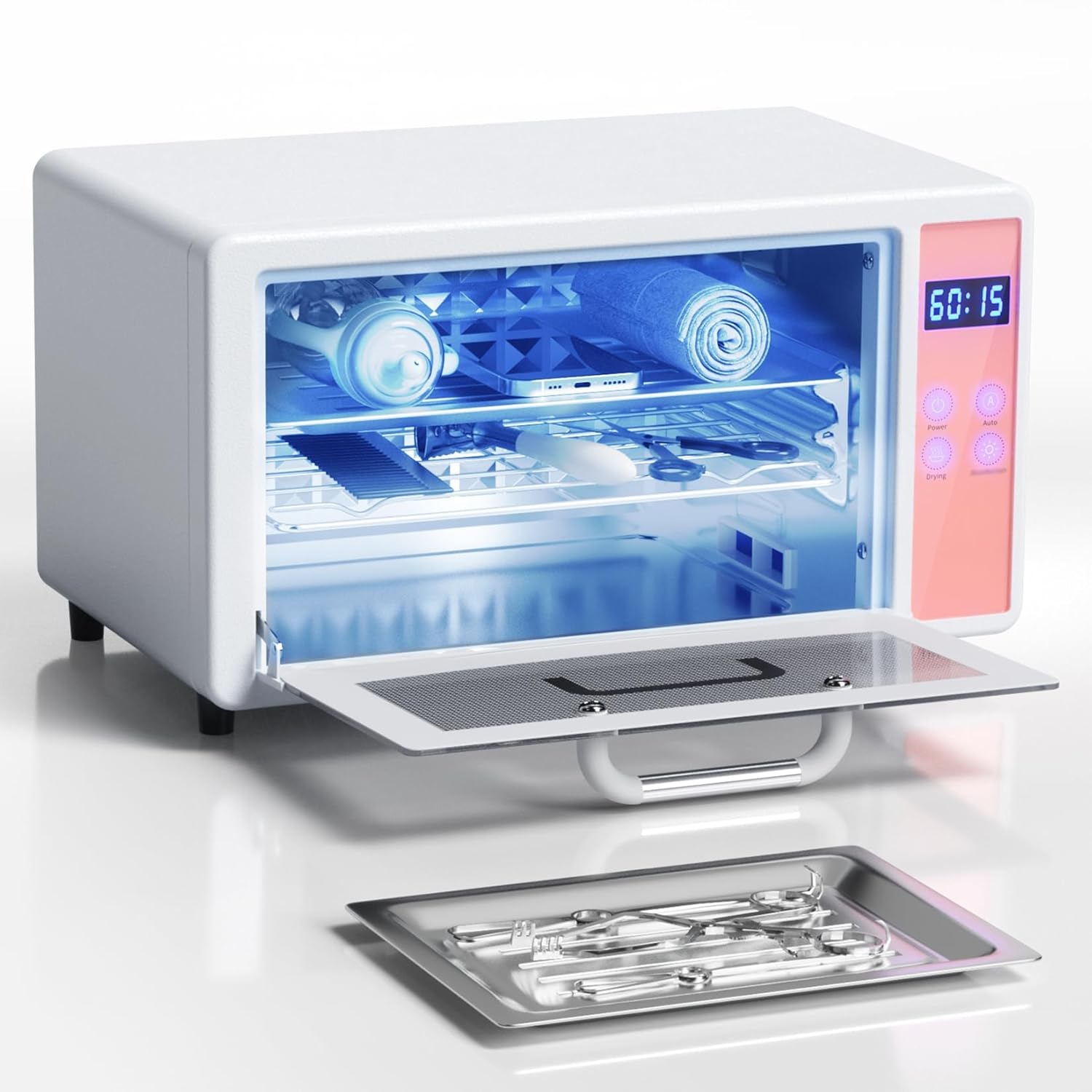 UV Light Nail Tool Cleaning Machine - Dry Heat Cabinet UV Light Cleaner, Manicure Tool Cleaner Cabinet, Barber Salon Tools, 6L 110V 160W White White-6L