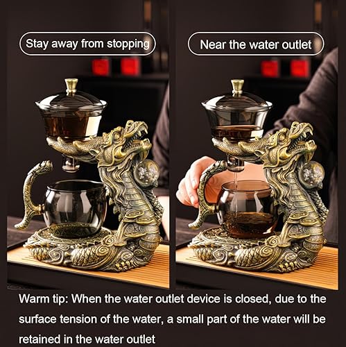 Miniatura 6 de Olla de té magnética de vidrio,Tetera de goteo Lazy Kungfu con infusor,Cubierta giratoria de desviación de agua magnética Tazón Tetera de vidrio