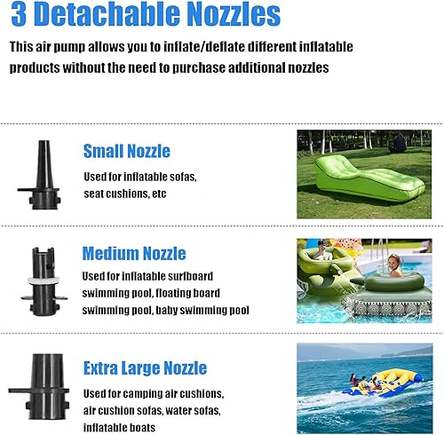 Miniatura 3 de Bomba eléctrica de colchón de aire, 17000pa 600 W, bomba de pista de aire multifunción de alta presión, bomba inflable eléctrica para colchón de