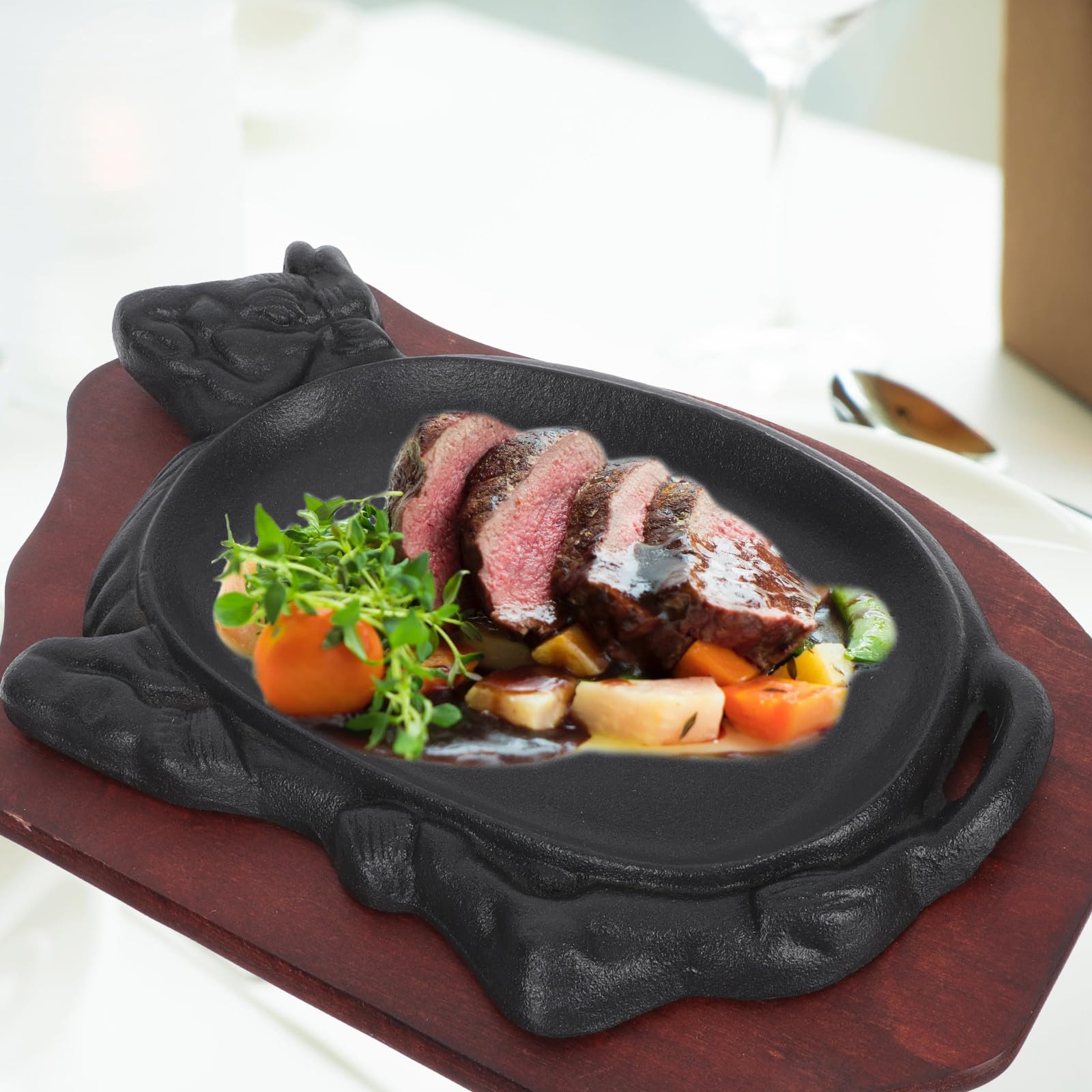 Garneck Plancha De Asar Antiadherente Para Carne y Pescado Placa De Parrilla De Buey Bandeja Ligera y Fácil De Transportar