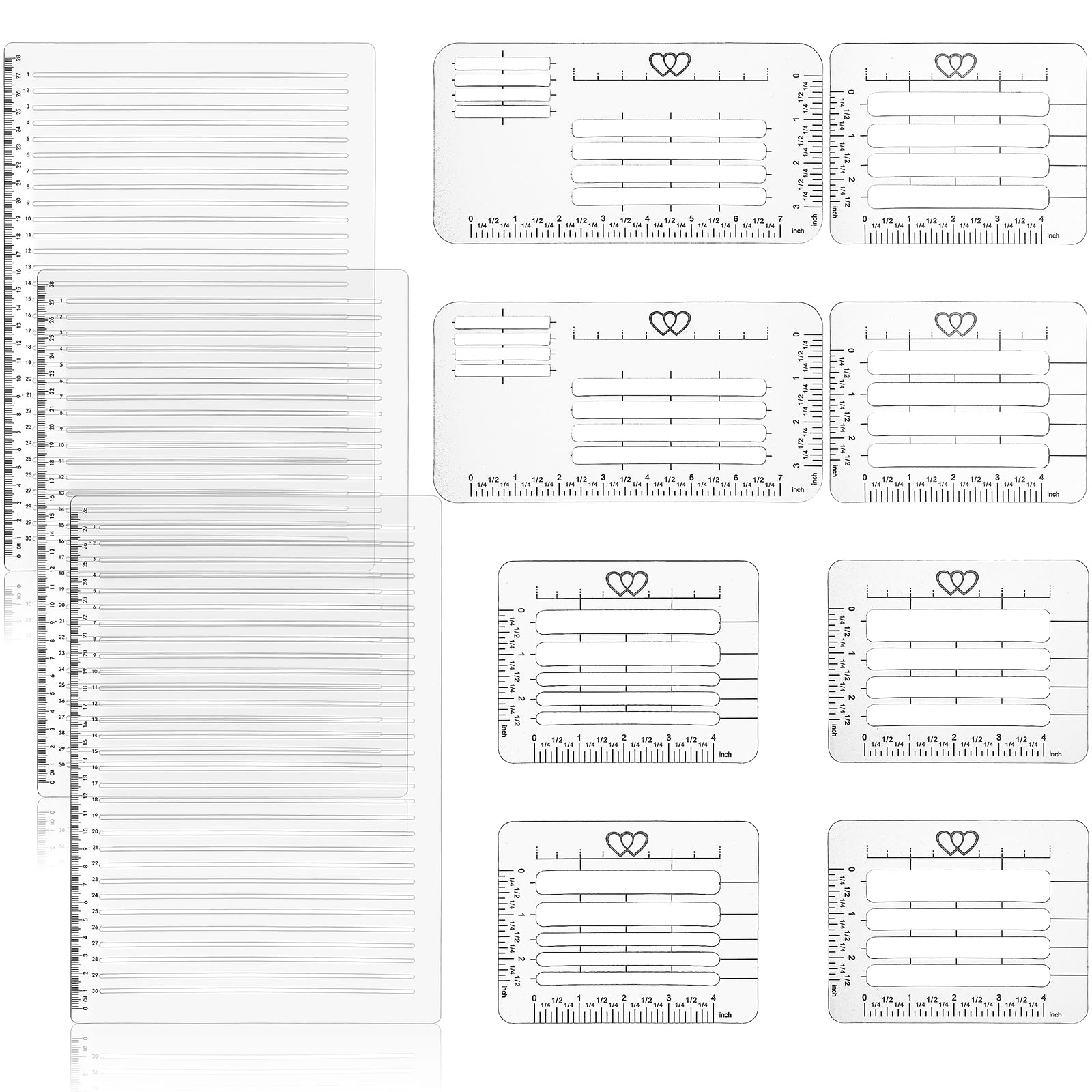 Suwimut 11 Pack Straight Line Stencil Template for Journaling and Envelope Addressing Guide Stencil Templates Set, 11 Inch Scale Spacing Line Drawing Stencils for Card Paper Journal Lettering Writing
