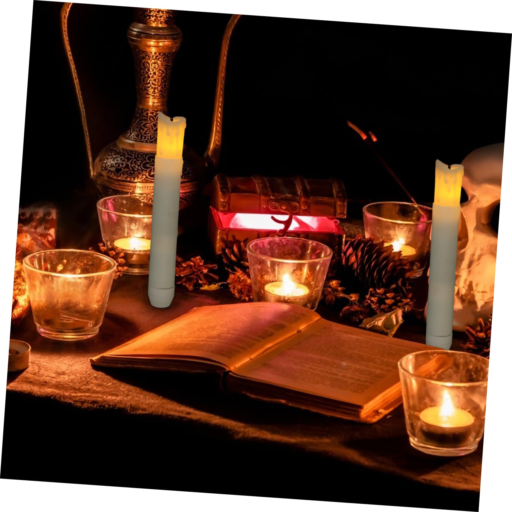 OSALADI Bougies Électriques Bouddha - Décoration Intérieure Sans Flamme - Rouge 23cm