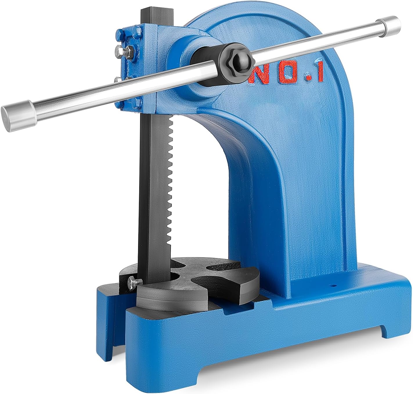 1 Ton Arbor Press – Desktop Manual Cast Iron Press with Reversible Ram & Removable Anvil, Efficient for Stamping, Bending, Punching, Material Extrusion (1 Ton-Blue)