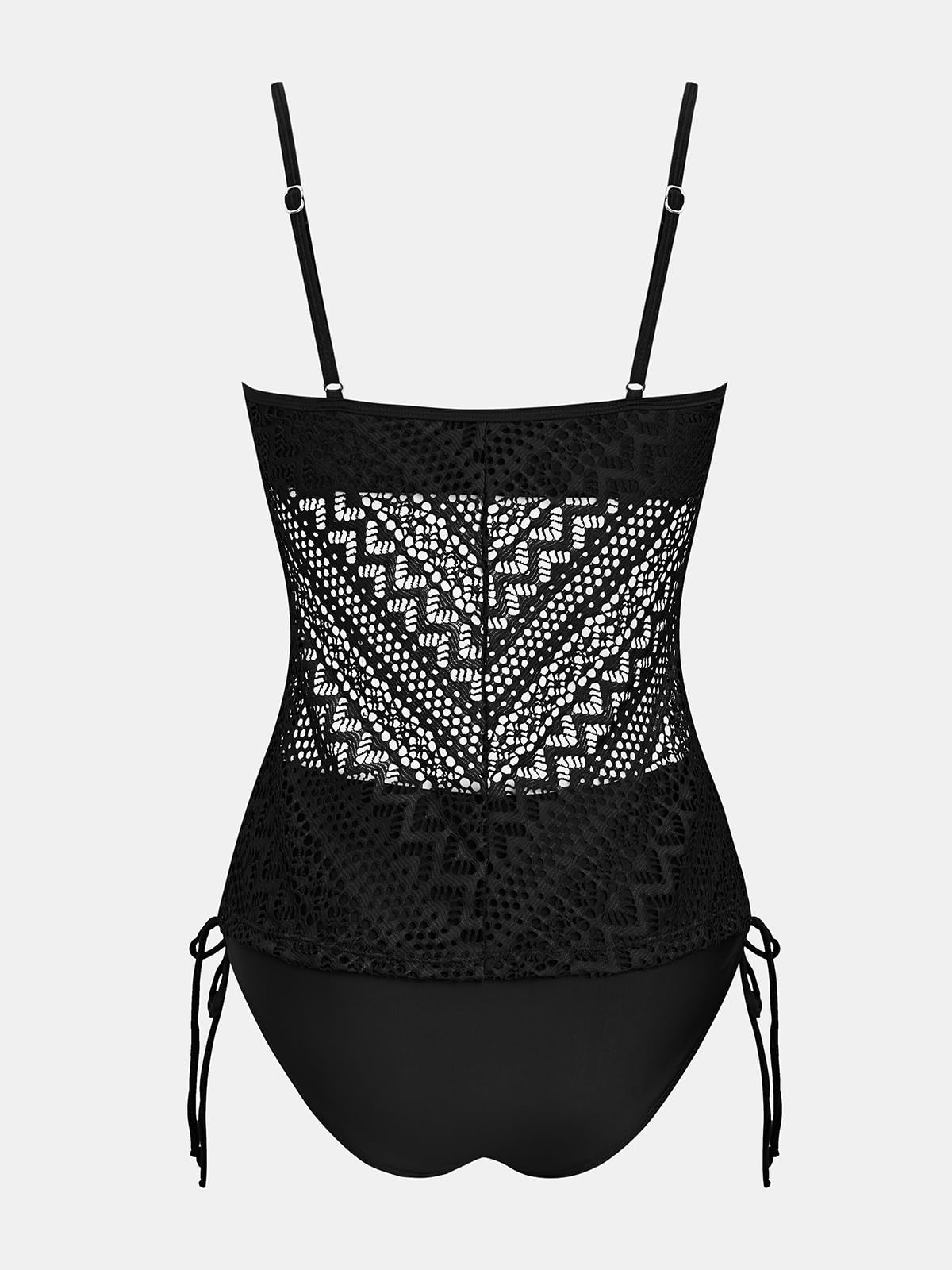 CUPSHE Damskie zestawy tankini dwuczęściowy strój kąpielowy z dekoltem w serek strój kąpielowy regulowane ramiączka spaghetti krawat boczny