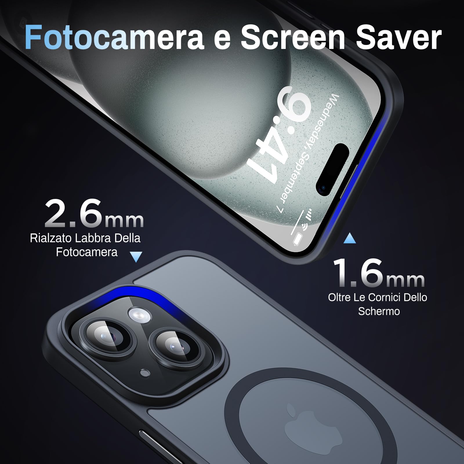 Cover Magnetica per iPhone 15 Pro 6,1 Pollici Compatibile con MagSafe Ricarica Wireless, Custodia con Effetto Iridescente Protezione Antiurto Graffi Case