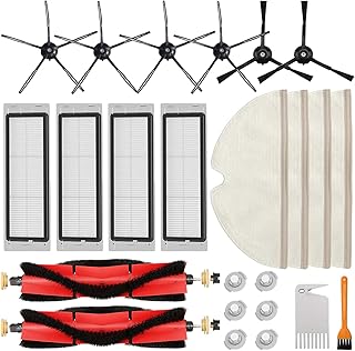 S5 Replacement Part Compatible with Roborock S4 S5 S6 E4 E20 E25 E35 S50 Xiaomi Mi Mijia Robotic Vacuum, 2 Main Brush, 6 Side Brush, 4 Filters, 4 Mop Cloth & 6 Water Tank Filter, 2 Cleaning Tool