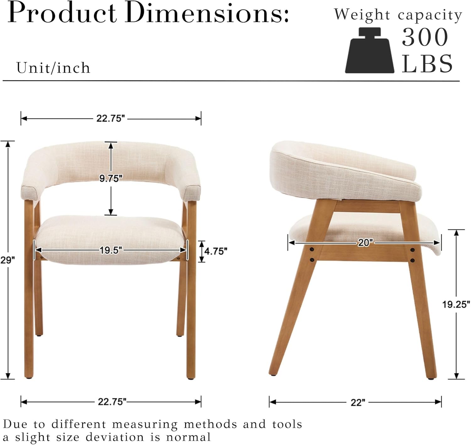 Modern Dining Room Chairs Elegant Cream Linen Upholstery Fabric Dining Chairs with Arms Back Side Chairs Wood Legs for Kitchen Restaurant Living Reading Room, Set of 4 Beige 4 Chairs Beige Linen + Natural Wood